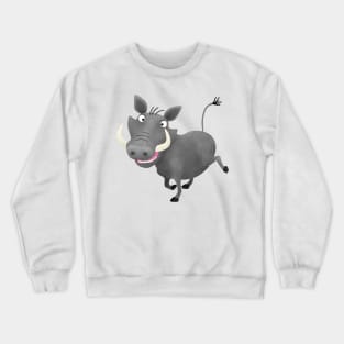 Funny african warthog pig cartoon illustration Crewneck Sweatshirt